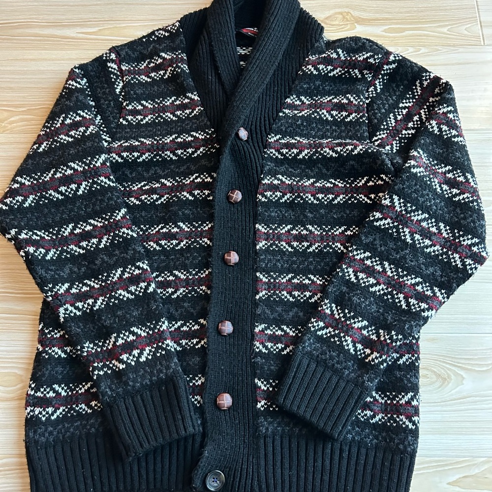VTG Shicoman Sportswear Geometric Shawl Collar Cardigan Size L